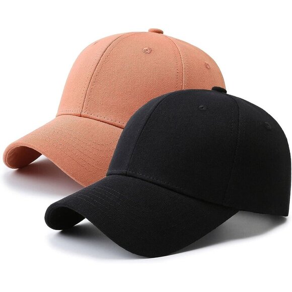 2 Packs Black+orange Baseball Cap Golf Dad Hat For Men And Women